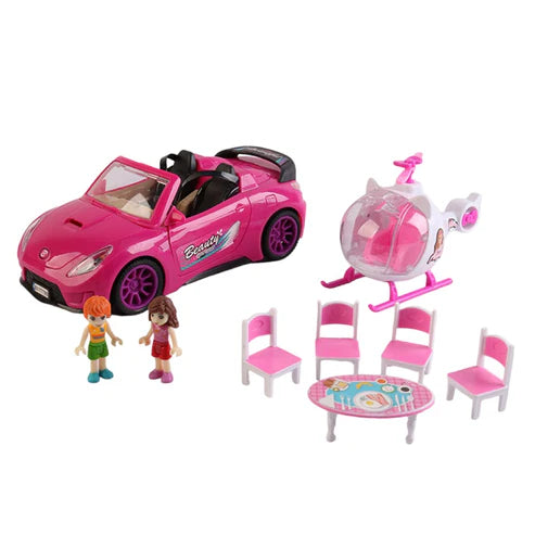 Fashion Sport Car & Helicopter Play Set