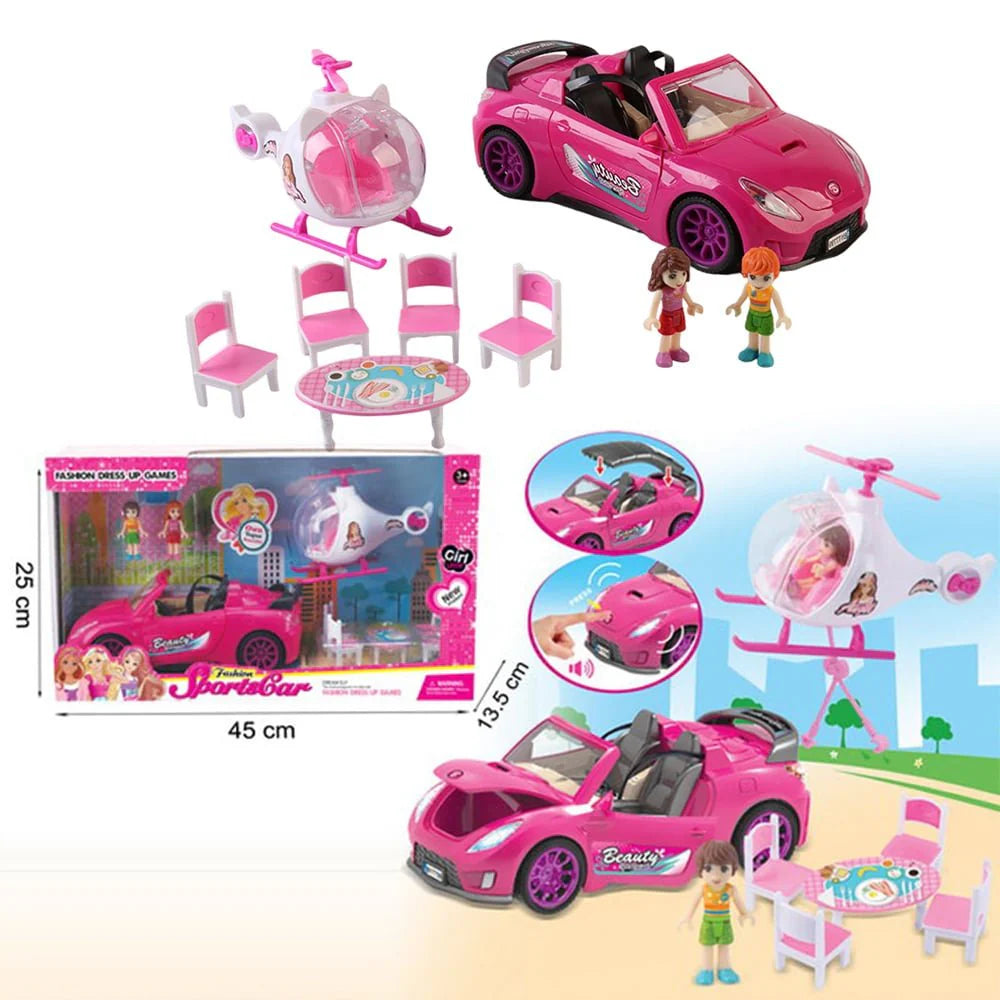 Fashion Sport Car & Helicopter Play Set